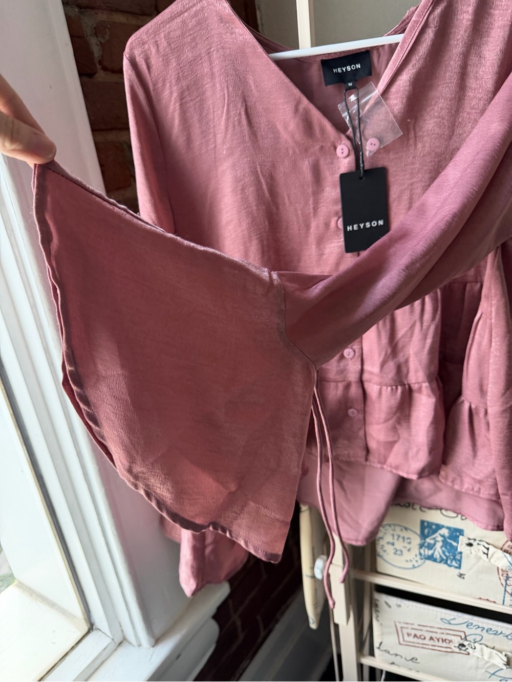 Pink Tiered Button-Front Blouse - Picture 3 of 5